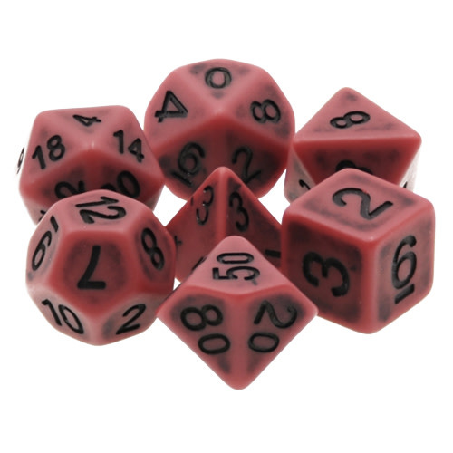 Polyhedral Dice Set: Red Copper with Digital Numbers (7 metal dice ...